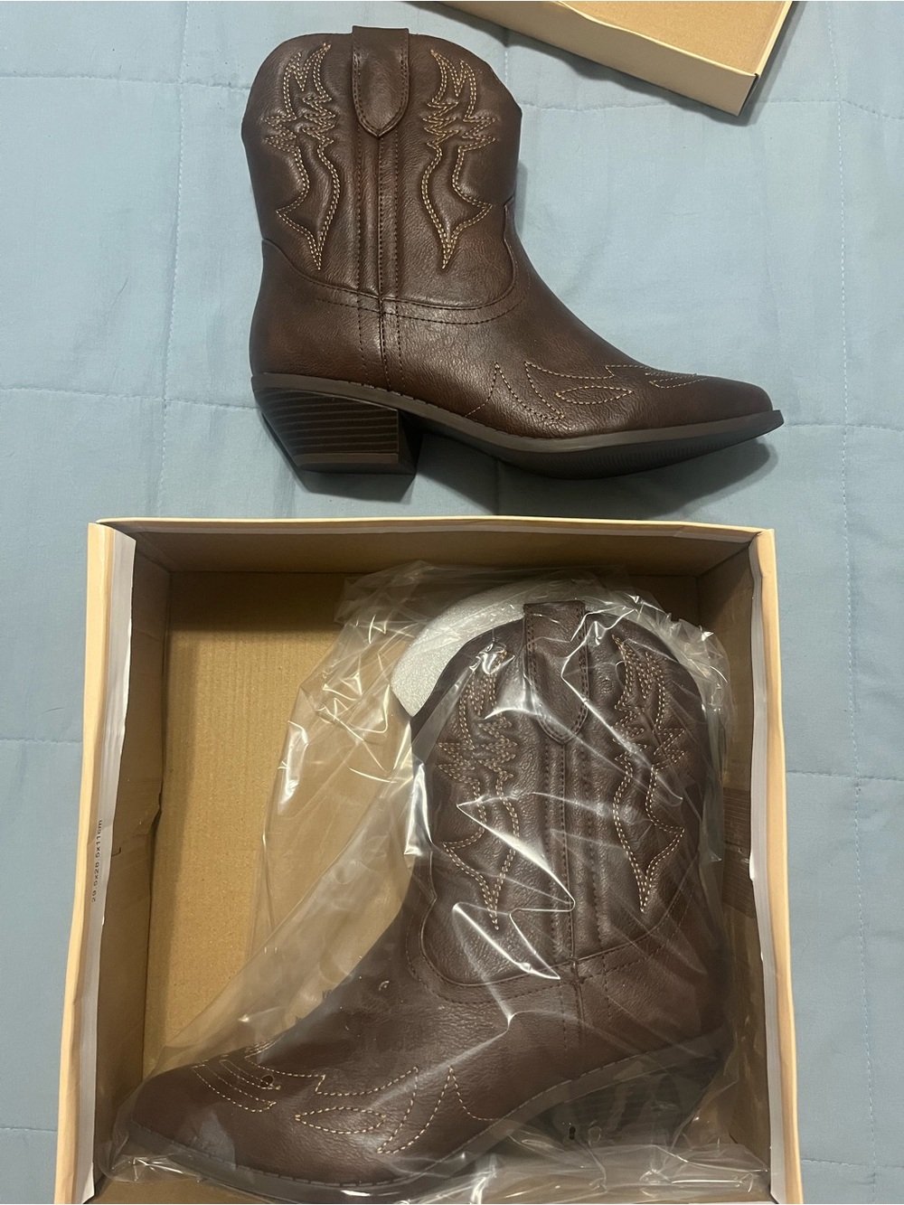 Soda Brown Western Ankle Boots with Stitching